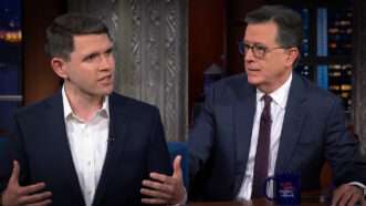 Texas Rep. James Talarico (D–Austin) and Stephen Colbert | The Late Show with Stephen Colbert via YouTube