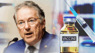 Senator Rand Paul and a vaccine vial and syringe | Samuel Corum/Sipa USA/Newscom/Envato