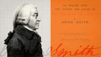 Adam Smith, alongside the title page of The Wealth of Nations | Illustration: Cadell and Davies (1811), John Horsburgh (1828) or R.C. Bell (1872)/Adam Smith/BEIC Foundation/Wikimedia Commons