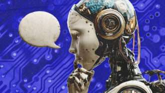 A contemplative android with an empty speech bubble | Illustration: Midjourney/Dmires/Dreamstime