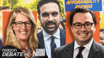 Zephyr Teachout and John Ketcham on opposite sides of an image of Zohran Mamdani | Graphic by Adani Samat