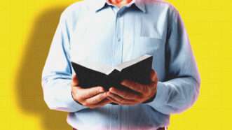 A man holding an open bible | Midjourney