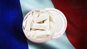 A tin of Zyn against a French flag | Envato/Montecristo9/Dreamstime