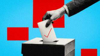 A hand placing a ballot in a ballot box | Illustration: Midjourney