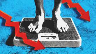 An illustration of a person standing on a scale | Midjourney/Dragan Andrii/Dreamstime