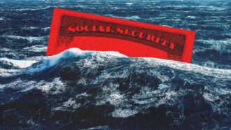 Red Social Security card sinking in the ocean under waves | Credit: NaturesCharm/Envato