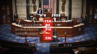 House vote tally on Faster Labor Contracts Act | Illustration: Adani Samat. Photo: C-SPAN