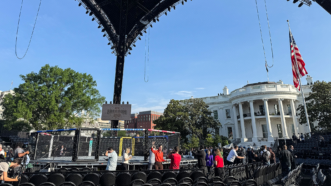 The octagon ring is seen on the South Lawn of the White House prior to UFC Freedom 250 | Billy Binion