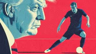 President Donald Trump on the left and a soccer player on the right | Illustration: Midjourney