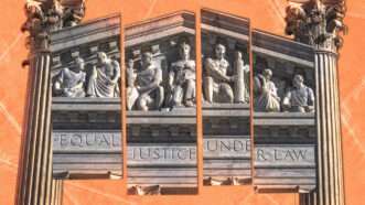 A photo of the SCOTUS building, slightly broken up and fractured | Adani Samat/Volodymyr Tverdokhlib/Dreamstime