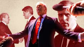 An illustration with Donald Trump at center between Marc Rich and Bill Clinton on one side and Hunter Biden on the other side | Photo: Adani Samat/Sipa USA/JT Vintage/ZUMAPRESS/Newscom/Jim LoScalzo - Pool via CNP