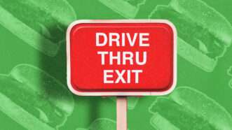 Drive-thru exit sign | Illustration: Bondarillia/Envato/IrynaTolm/Envato