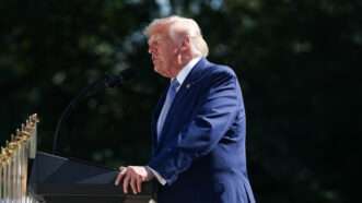 President Trump speaking | Samuel Corum - via CNP/Polaris/Newscom