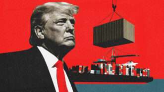 President Donald Trump and a container ship | Illustration: Midjourney