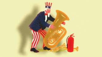 An illustration of Uncle Sam and a tuba | Illustration: Midjourney