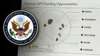 A map of Africa with the countries mislabeled, along with the logo of the U.S. State Department. | Emily Bass/Substack