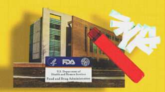 a nicotine vape and nicotine pouches with the FDA headquarters in the background headquarters | FDA/Wikimedia Commons/Iryna Piskova/Dreamstime