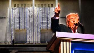 President Donald Trump stands at a lectern with the John F. Kennedy Center for the Performing Arts in the background | Kay Nietfeld/DPA/Picture Alliance/Bob Daemmrich/Zuma Press/Newscom