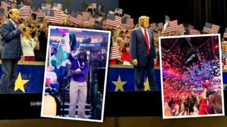 Trump speaks at the GOP midterm convention; a protester is seen with a Mexican flag; balloons fall at the American Airlines Center | Billy Binion
