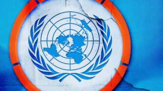 United Nations logo against a blue and orange background | Ablvictoriya/Alptraum/Dreamstime/Wiki Commons.