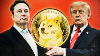 Elon Musk and Donald Trump with a DOGE meme coin | Official White House Photo by Daniel Torok/Newscom/Jiri Hera/Dreamstime.