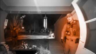 Police officers in Farmington, New Mexico, seen through a Ring doorbell camera. | KRQE/Youtube