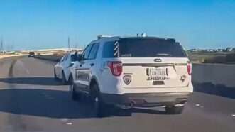 Still from footage of Galveston County Sheriff's Deputy Carlos Ramos' cruiser tailing a motorist | Houston Public Media/Facebook