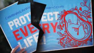a torn anti-abortion sign | Students for Life/YouTube