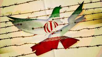 barbed wire over and Iran flag cutout | Jaroslaw Baczewski/Dreamstime/Midjourney/Fatima Ruiz