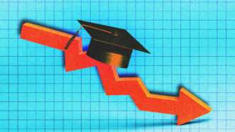 An arrow trending down, with a college mortarboard on it | Illustration: Dragan Andrii/Gbautista87/Dreamstime