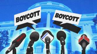 Press microphones in front of the White House | Valentin M Armianu/Picsfive/Dreamstime/CNN/MS NOW/Politico