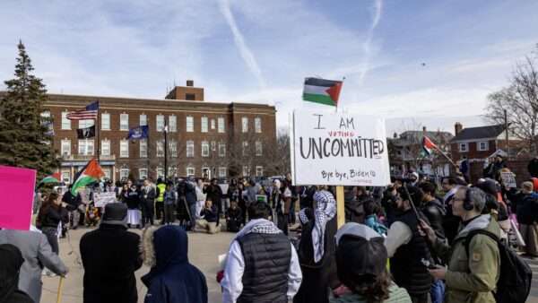 A rally for the Uncommitted movement ahead of the Democratic primaries in Hamtramck, Michigan. 25 February 2024. | imageBROKER/Jim West/Newscom