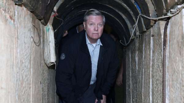 U.S. Senator Lindsey Graham inspects an recently found cross-border Hamas tunnel during a visit to the Israel-Gaza border area March 10, 2019. | Matty Stern/ZUMA Press/Newscom