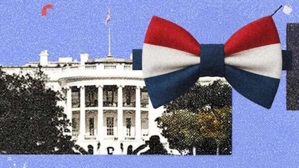 The White House, with a bow tie attached | Illustration: Eddie Marshall | ChatGPT | Midjourney
