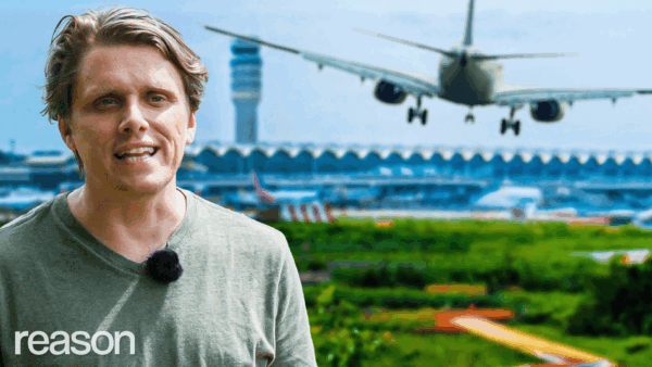 Eric Boehm is seen with an airplane and an air traffic control tower in the background | Adani Samat/Cody Huff