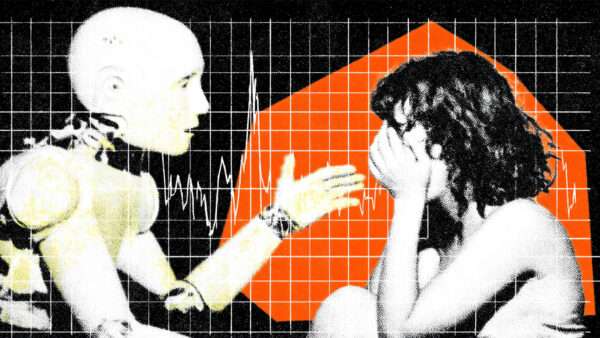 Illustration of a robot an a crying girl | Illustration: Eddie Marshall | Midjourney