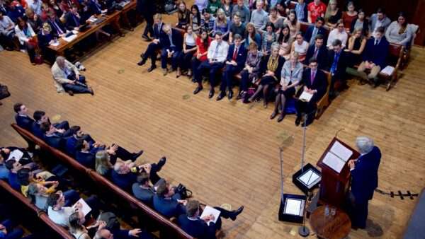 The debating chamber of the Oxford Union Society in Oxford, England on May 11, 2016. | U.S. Department of State