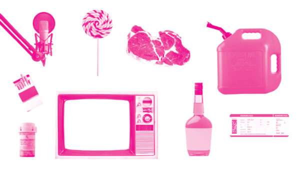 An illustration showing items such as a TV, a wine bottle, a gasoline can, and a microphone | Photos: iStock
