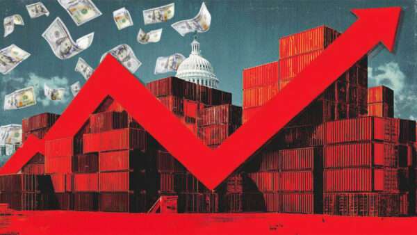 Cargo containers, cash, and a stock arrow going up. | Illustration: Eddie Marshall | Kacpura | Dreamstime.com | Midjourney
