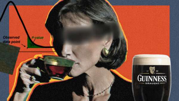 A woman drinking tea with Guinness and a normal curve | Illustration: Eddie Marshall | Midjourney | Marilyn Gould | Dreamstime.com