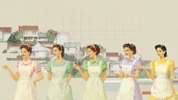 1950s housewives in a neighborhood | Illustration: Lex Villena