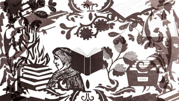 An illustration of books in the style of an old print | Illustration: Joanna Andreasson; Source images: iStock