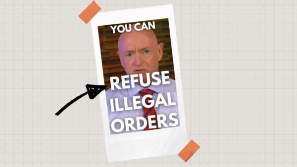 Sen. Mark Kelly is seen in a video telling the military and intelligence communities that they "can refuse illegal orders." | Illustration: Eddie Marshall | Facebook, Sen. Elissa Slotkin