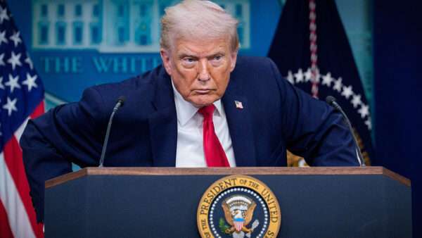 President Donald Trump in the White House briefing room | Aaron Schwartz - Pool via CNP/CNP / Polaris/Newscom