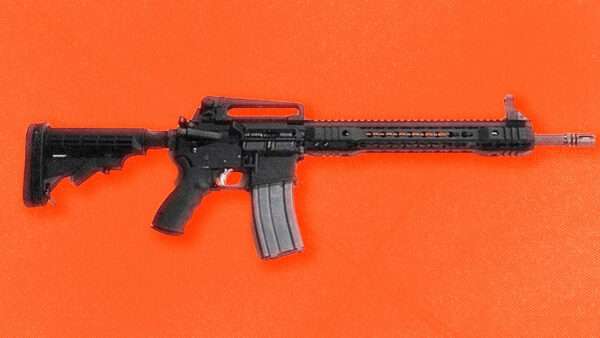 Photo of a semiautomatic rifle on an orange background | Photo: Wikimedia Commons