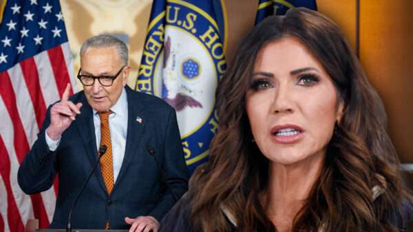 Chuck Schumer and Kristi Noem | Illustration: Abaca Press/Douliery Olivier/Abaca/Sipa USA/Bill Clark/CQ Roll Call/Newscom