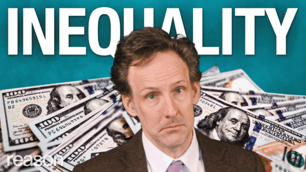 Andrew Heaton, with a background of hundred dollar bills and the word "inequality" | Illustration: Adani Samat