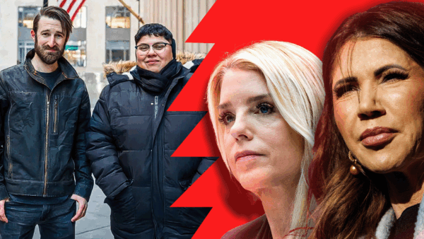 FIRE lawsuit plaintiffs and Pam Bondi and Kristi Noem | Crescent Peak Photography/Michael Brochstein/ZUMAPRESS/Newscom/AdMedia/SIPA