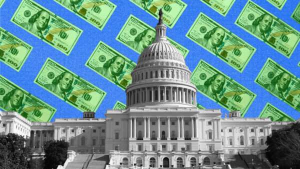 $100 bills float behind the U.S. Capitol | Illustration: Envato
