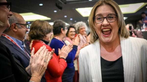 Premier Jacinta Allan receives a standing ovation at Labor state conference | Eddie Jim/Financial Review